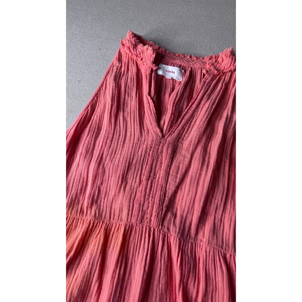 Xirena Liza Dress Cantaloupe Orange Cotton Gauze Maxi V-Neck Pockets Size Medium